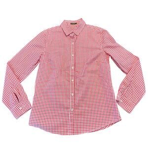 J McLaughlin Womens pink white gingham button down shirt Size 2